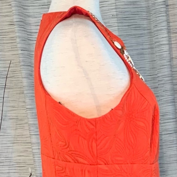 Laundry by Shelli Segal orange beaded sleeveless sheath dress. - Picture 14 of 16